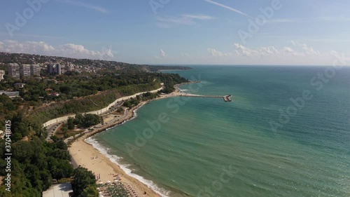 Wallpaper Mural Empty beaches in Bulgaria, Varna. Very few people, no tourists, aerial shooting, big beautiful waves at the sea. The topic of quarantine, self-isolation, pandemic and closed borders. Torontodigital.ca