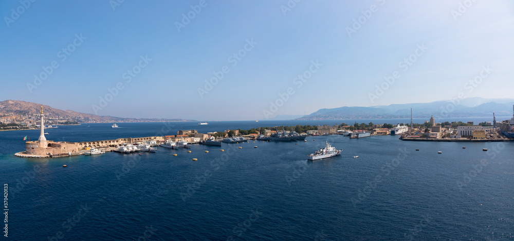 The Madonna della Lettera statue at the entrance to the harbour of Messina, Sicily, Italy