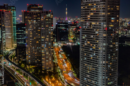 Tokyo tower night view with city landscape