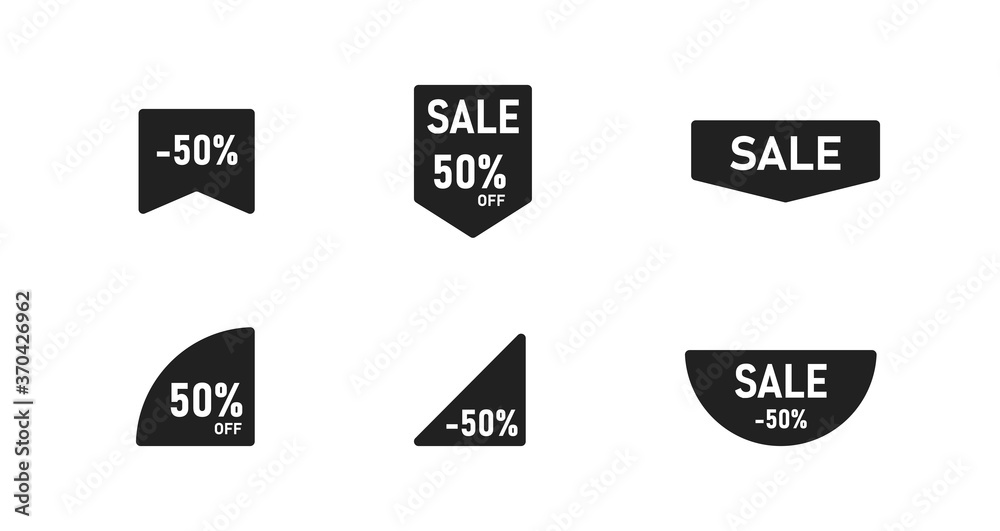 Sale ribbon, simple icon set for your design. Price sticker, web illustration in vector flat Sale ribbon, simple icon set for your design. Price sticker, web illustration in vector flat