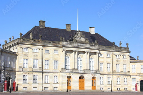 Amalienborg Castle in Copenhagen, Denmark. A Royal Residence