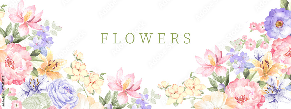 Flower watercolor illustration. 