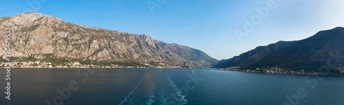 View of the picturesque mountains and towns around the bay of Kotor, Montenegro