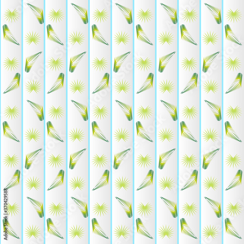 Window blinds, vertical closed jalousie with a pattern of palm branches