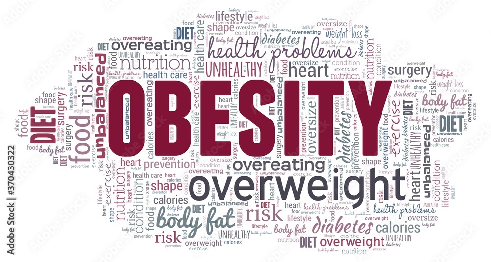 Obesity word cloud isolated on a white background