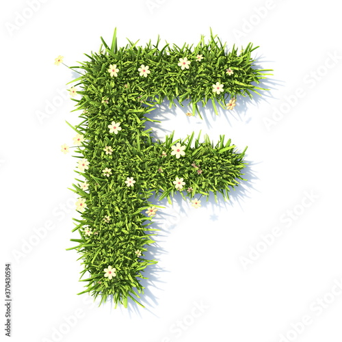 Grass font Letter F 3D