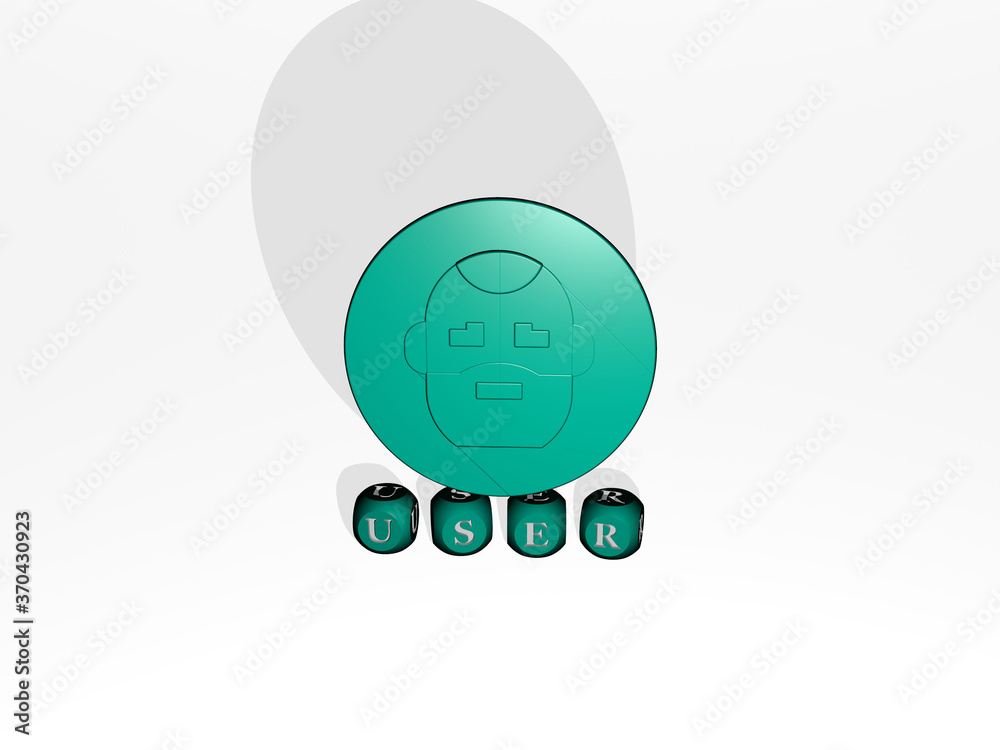 3D illustration of USER graphics and text made by metallic dice letters for the related meanings of the concept and presentations. icon and interface 3D illustration of USER graphics and text made by metallic dice letters for the related meanings of the concept and presentations. icon and interface