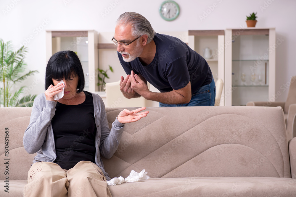 Old couple having argument at home