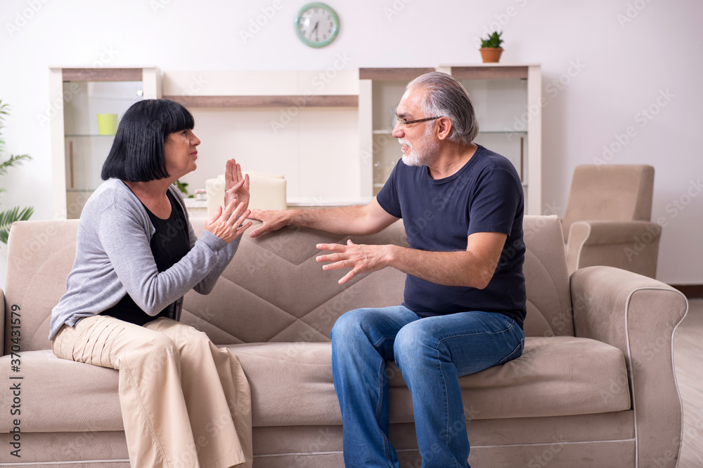 Old couple having argument at home Old couple having argument at home
