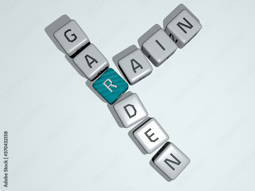 rain garden combined by dice letters and color crossing for the related meanings of the concept. background and illustration rain garden combined by dice letters and color crossing for the related meanings of the concept. background and illustration