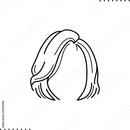 Bob haircut, short hair style, vector icon in outlines