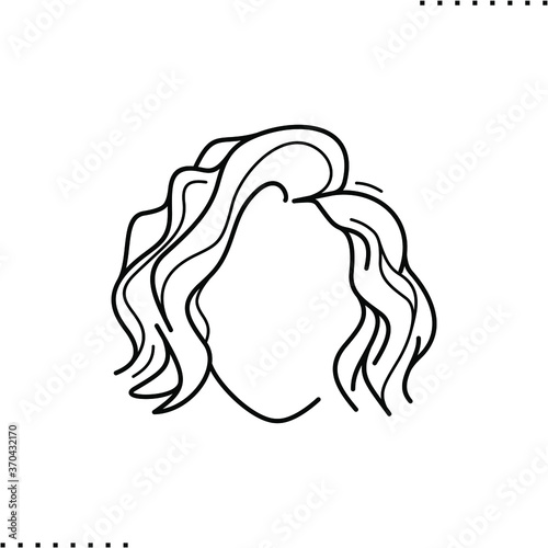 wavy short hair style vector icon in outlines