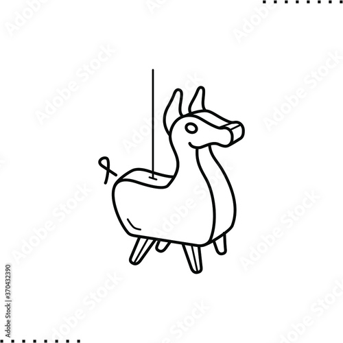 pinata game. beat sweets from horse, child`s party vector icon in outlines