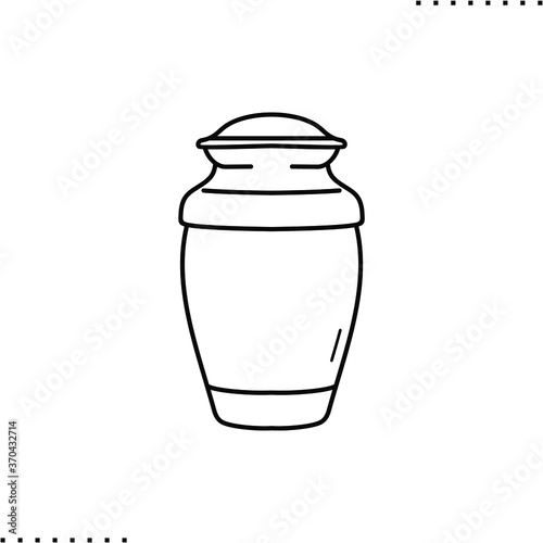 funeral urn and cremation jewelry for human ashes vector icon in outlines