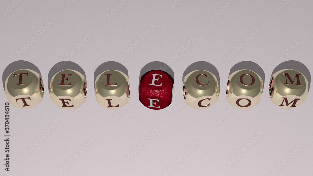 combination of Telecom built by cubic letters from the top perspective, excellent for the concept presentation. illustration and background combination of Telecom built by cubic letters from the top perspective, excellent for the concept presentation. illustration and background