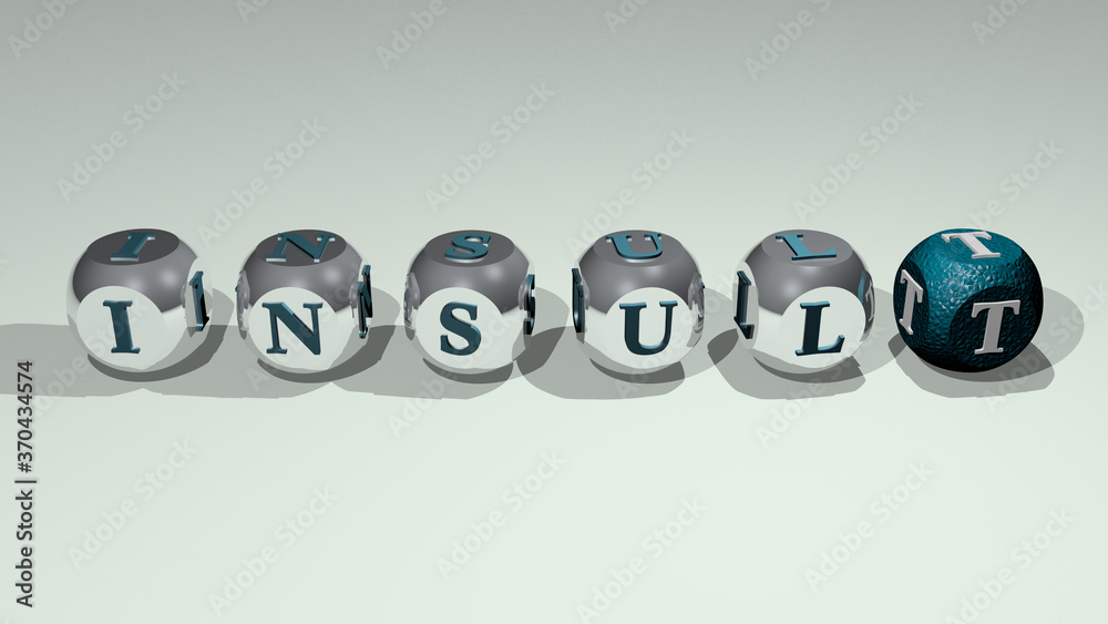 crosswords of angry sorry: INSULT arranged by cubic letters on a mirror floor, concept meaning and presentation. illustration and background crosswords of angry sorry: INSULT arranged by cubic letters on a mirror floor, concept meaning and presentation. illustration and background