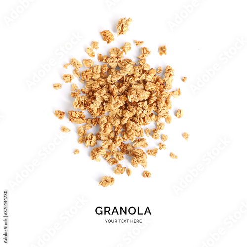 Schilderij op canvas Creative layout made of granola isolated on white background