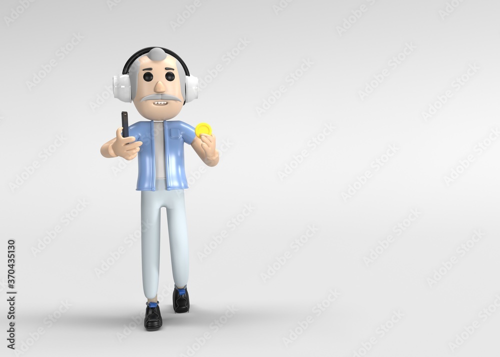 Hombre relajado feliz sosteniendo su teléfono móvil Hombre relajado feliz sosteniendo su teléfono móvil
