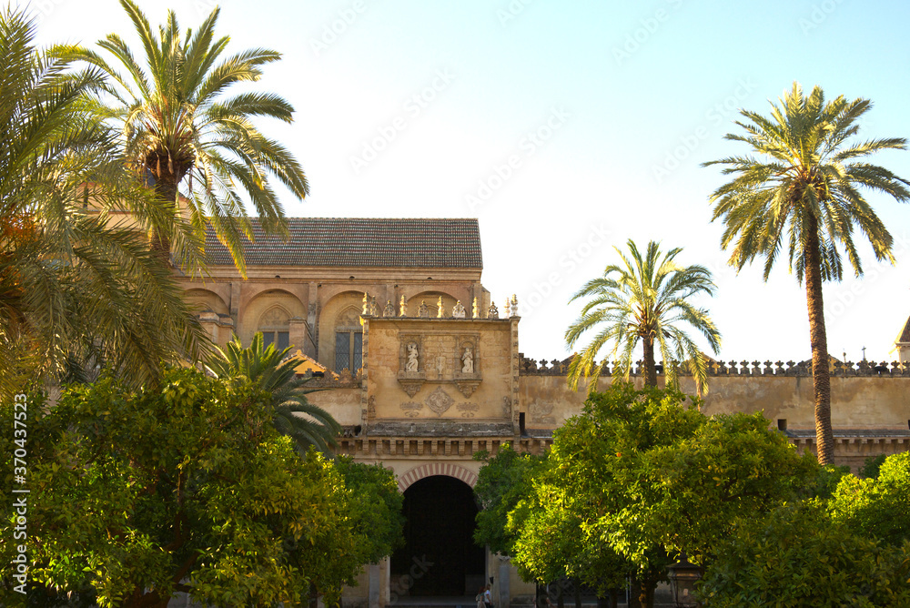 The popular gardens with fountains of Alcazar de los Reyes Cristianos, located in the Andalusian city of Cordoba, Spain.