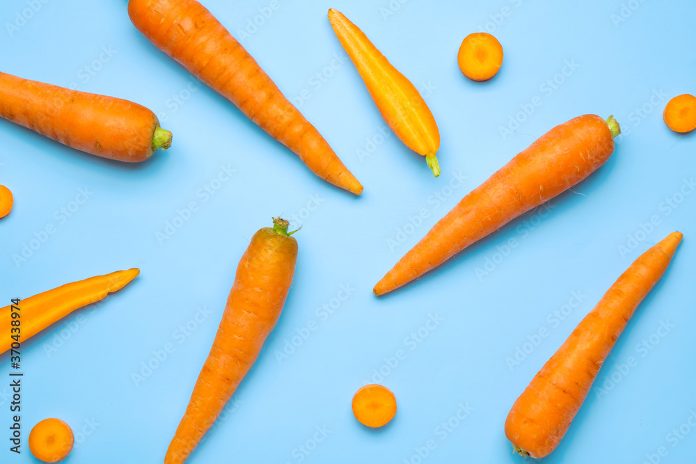 Fresh carrots on color background Fresh carrots on color background