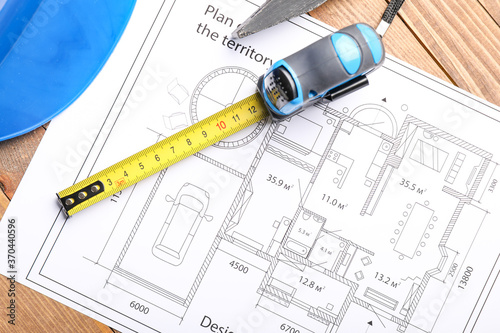 Architectural blueprint wit...