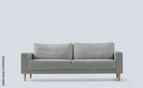 Stylish sofa on light background