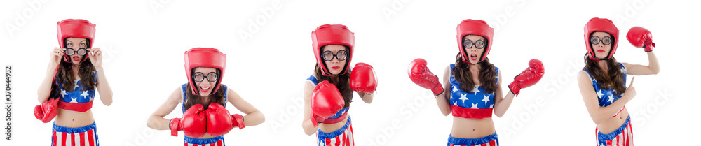 Funny female boxer isolated on white Funny female boxer isolated on white