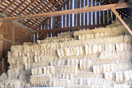 bales of hay in a barn