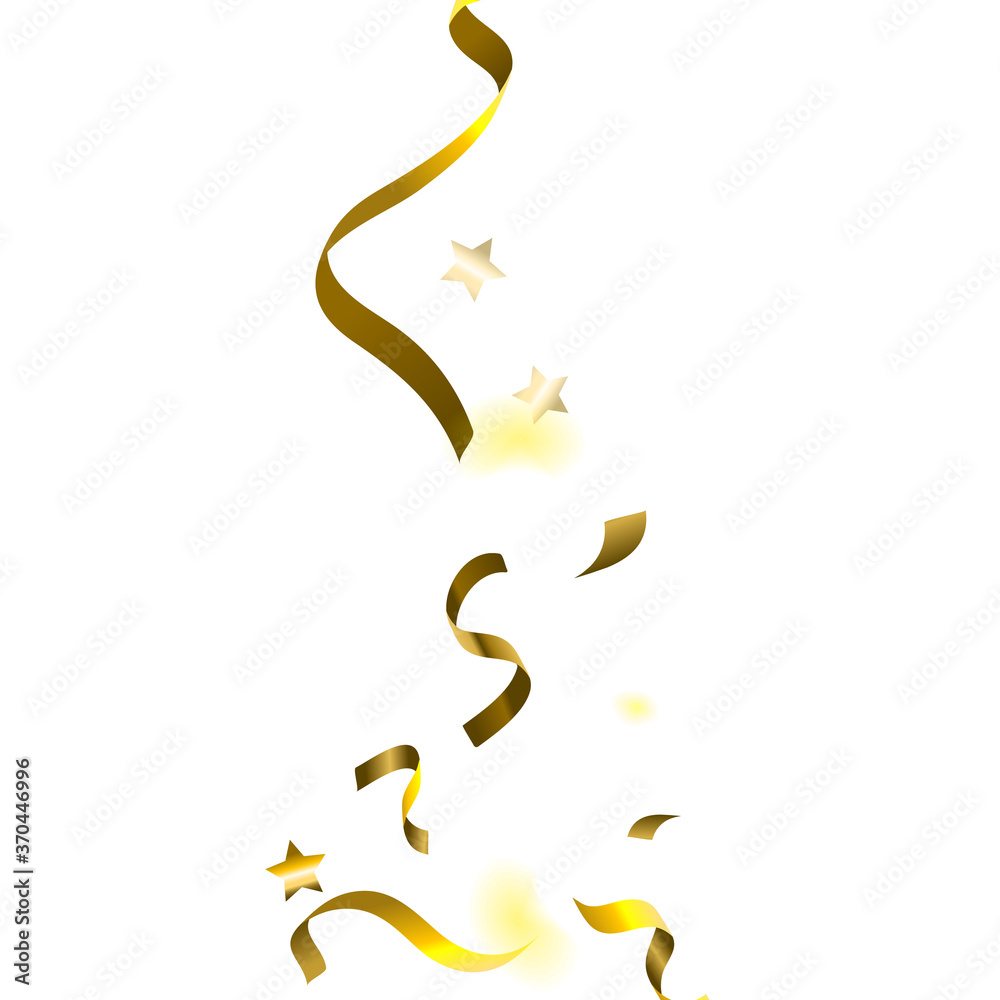 Holiday Serpentine. Gold Foil Streamers Ribbons. Holiday Serpentine. Gold Foil Streamers Ribbons.