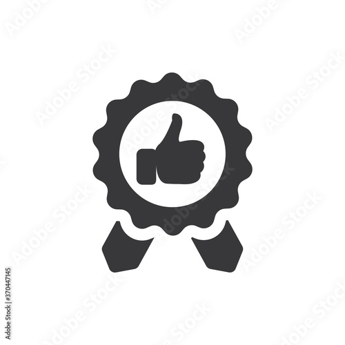 badge with thumbs up icon logo