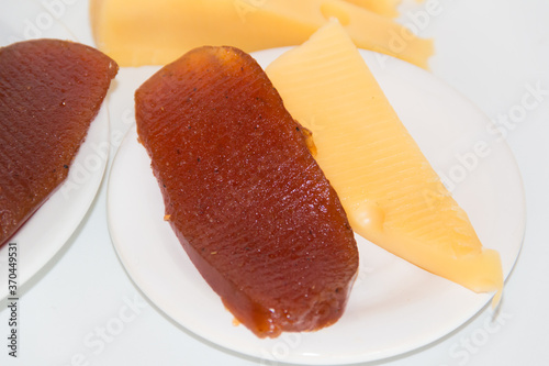 Fototapeta Naklejka Na Ścianę i Meble -  Sweet potato and quince cheese and sweet. Traditional dessert of Uruguayan and Argentine gastronomy