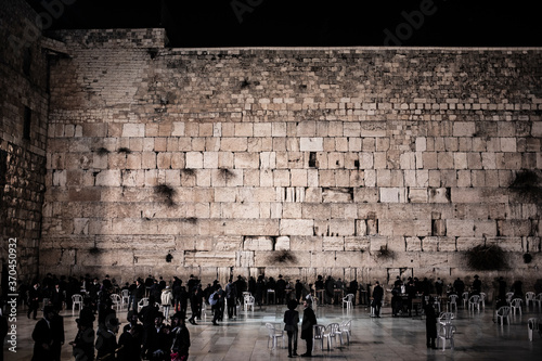 Western Wall at Night in December