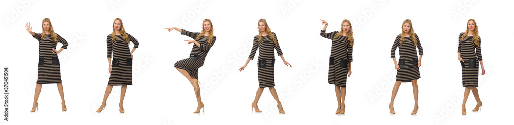 Pretty woman in brown dress isolated on white Pretty woman in brown dress isolated on white