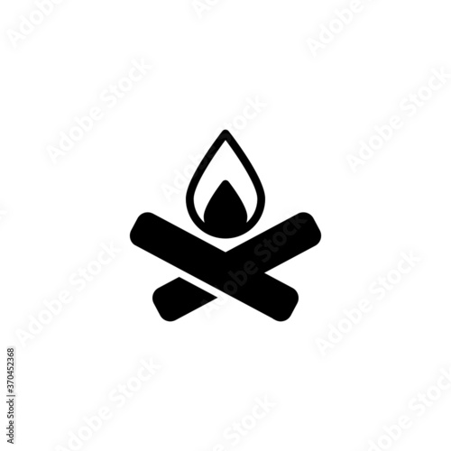 Bon fire icon in black flat glyph, filled style isolated on white background