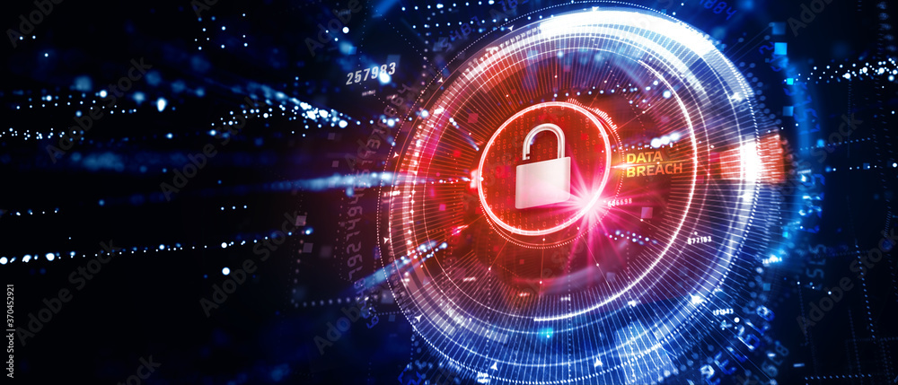 Cyber security data protection business technology privacy concept. 3D illustration.Data breach. Cyber security data protection business technology privacy concept. 3D illustration.Data breach.