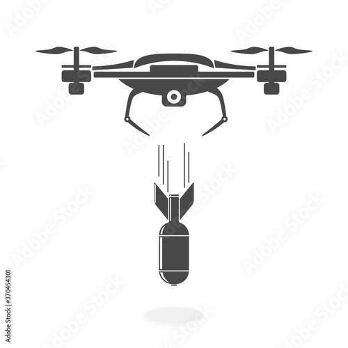 Drone Dropping Bomb Icon - Vector illustration