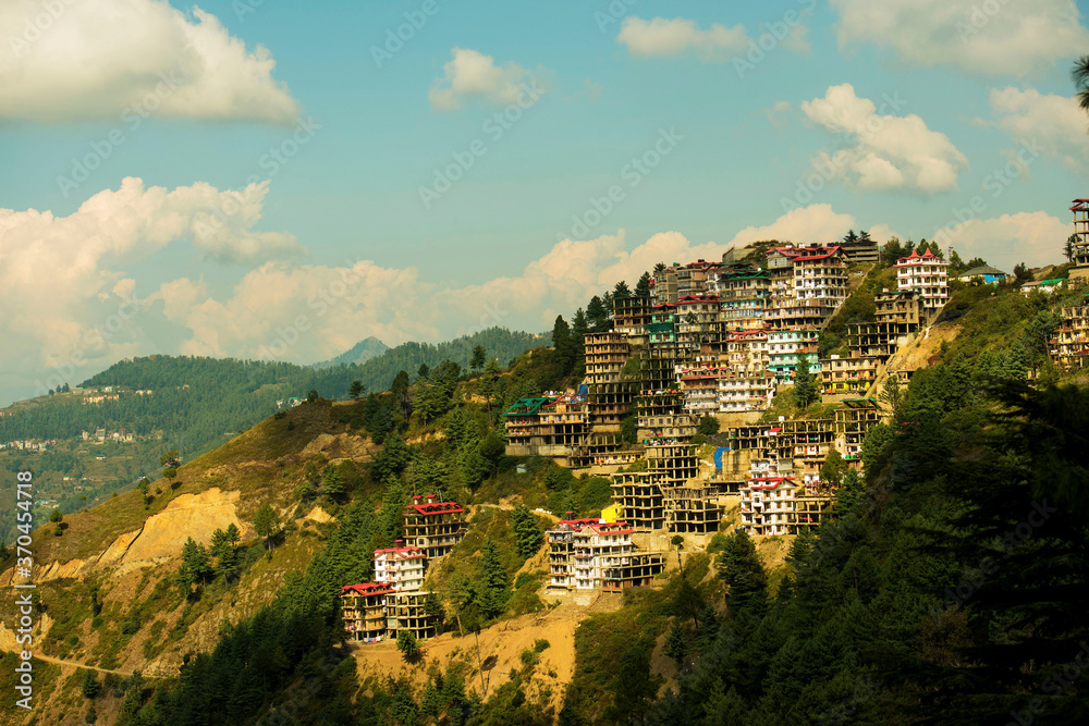 Beautiful view of hills and valleys of Naldehra (Shimla) Himachal Pradesh. 