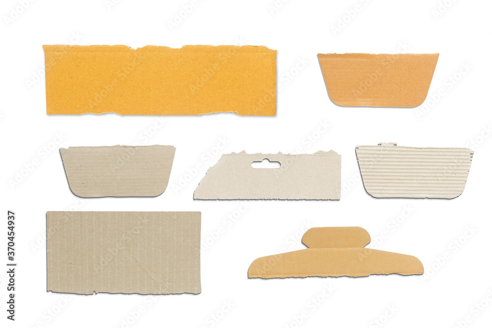 Collection of Recycled paper,crumpled paper,unfolded piece paper on white background