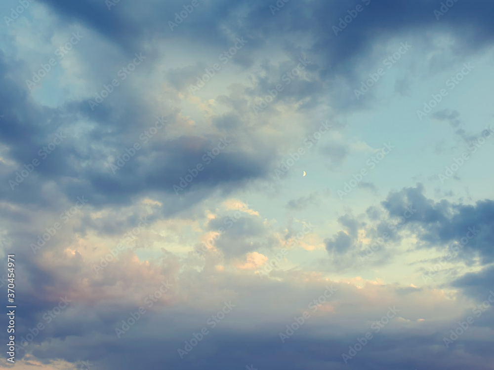Blue sky background with clouds. Beauty of nature.