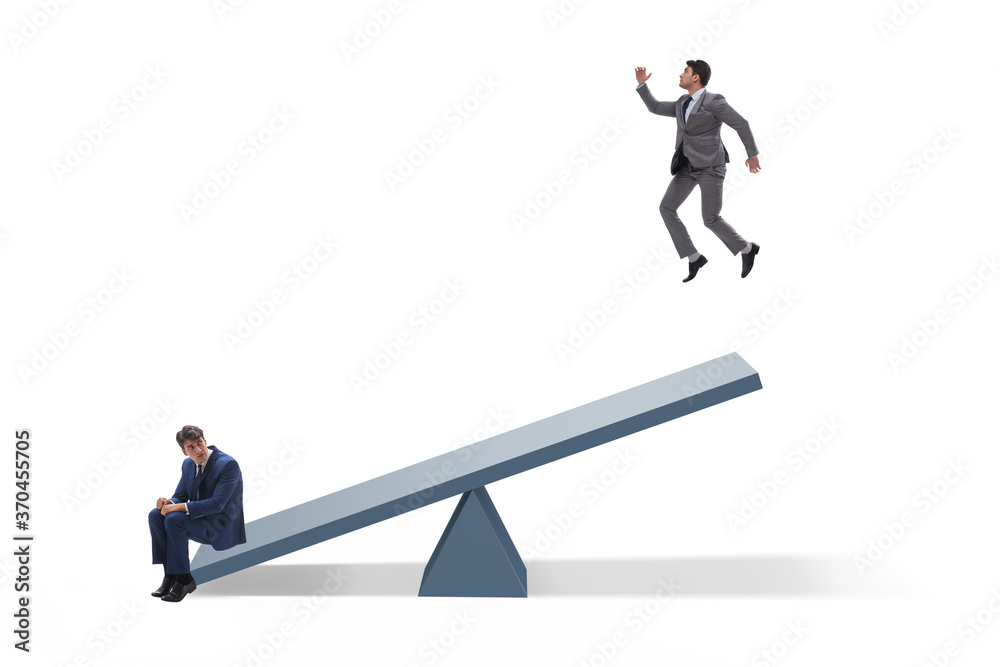 Fototapeta premium Competition concept with businessman and seesaw