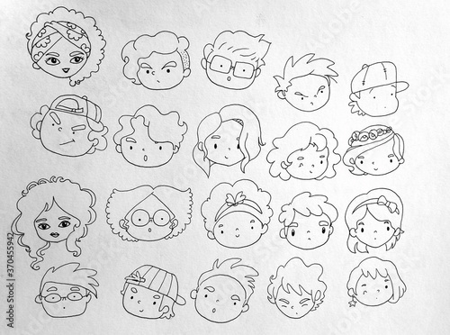 cartoon drawing Face Series illustration
