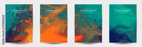 set of Colorful abstract background. Liquid dynamic gradient waves. Fluid marble texture. Modern covers set.brochure,flier,book cover,template A4 size design, Vector illustration.