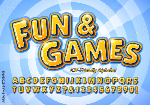 Fun and Games is a Kid Friendly Alphabet; This Font is Ideal for School or Education Graphics, Toys, Games, Marketing, Television, Show Titles, and Anywhere that Fun and Friendly Lettering is Needed.