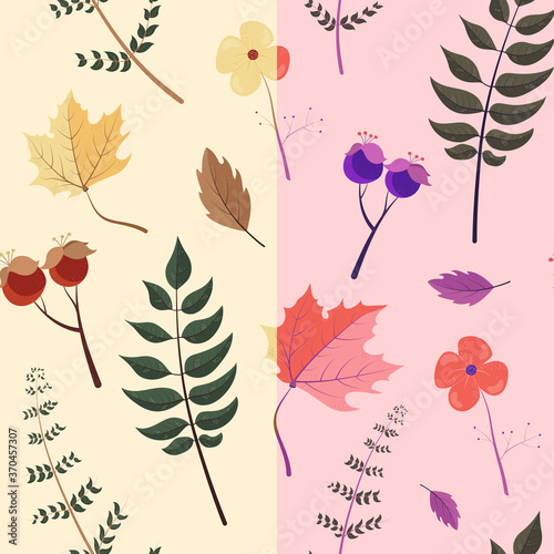 seamless pattern with autumn leaves photo