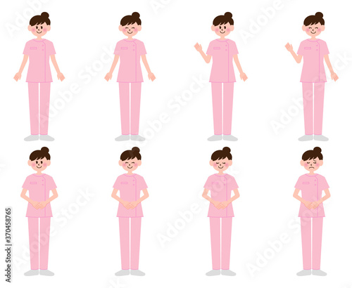 ポーズをとっている看護師の女性