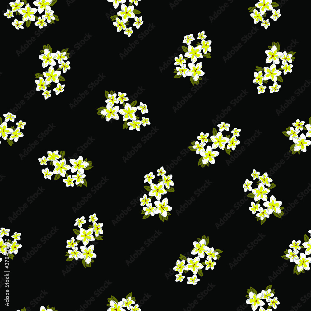 Plumeria Flowers Floral Tropical Hawaiian Flower Repeat Pattern design seamless. Illustration vector Art