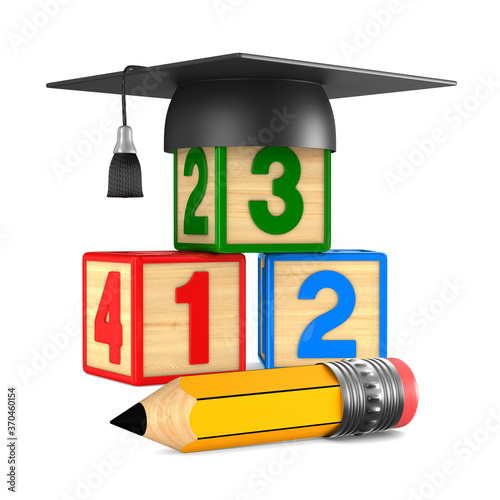 graduation cap and block to...