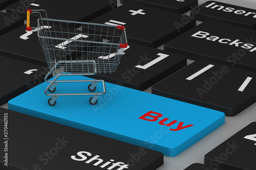 online shopping on white ba...