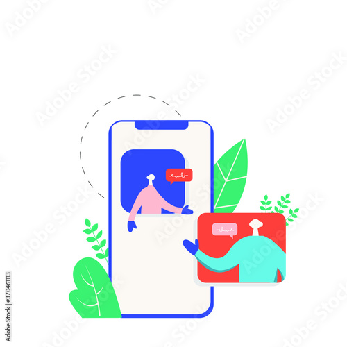Online conference, Video chat business vector illustration concept in modern trendy style