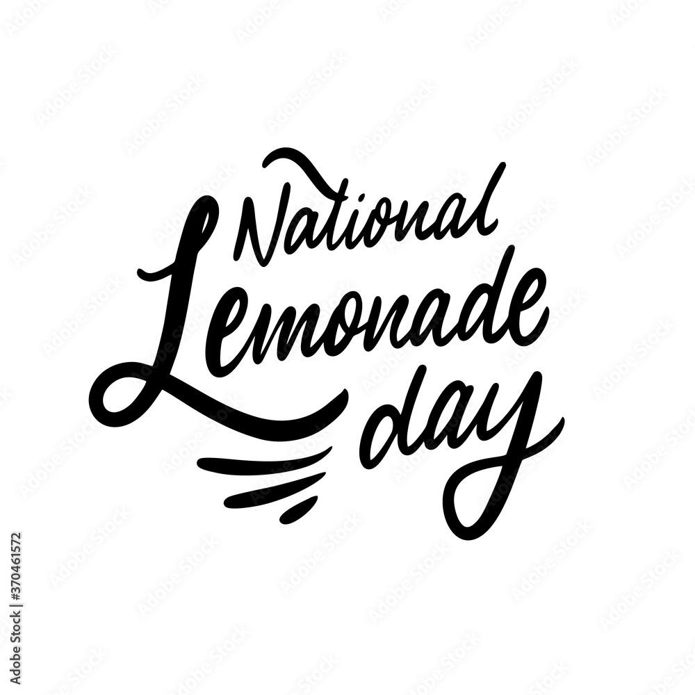 National lemonade day. Black text color. Hand drawn vector illustration